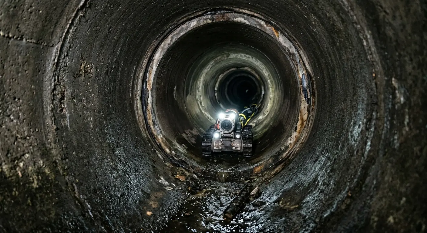Robotic sewer camera inspecting pipe interior for Drain Snake Service in Lakeside